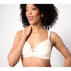 Breezies Women's Bra Sz 36D Lace Elegance Smooth Underwire Brght Wht A704308